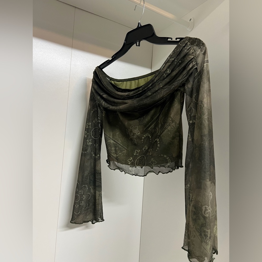 SHEIN Sheer Black Off-Shoulder Top